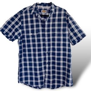 The Foundry Supply Co mens size  large T button up dress shirt blue short sleeve